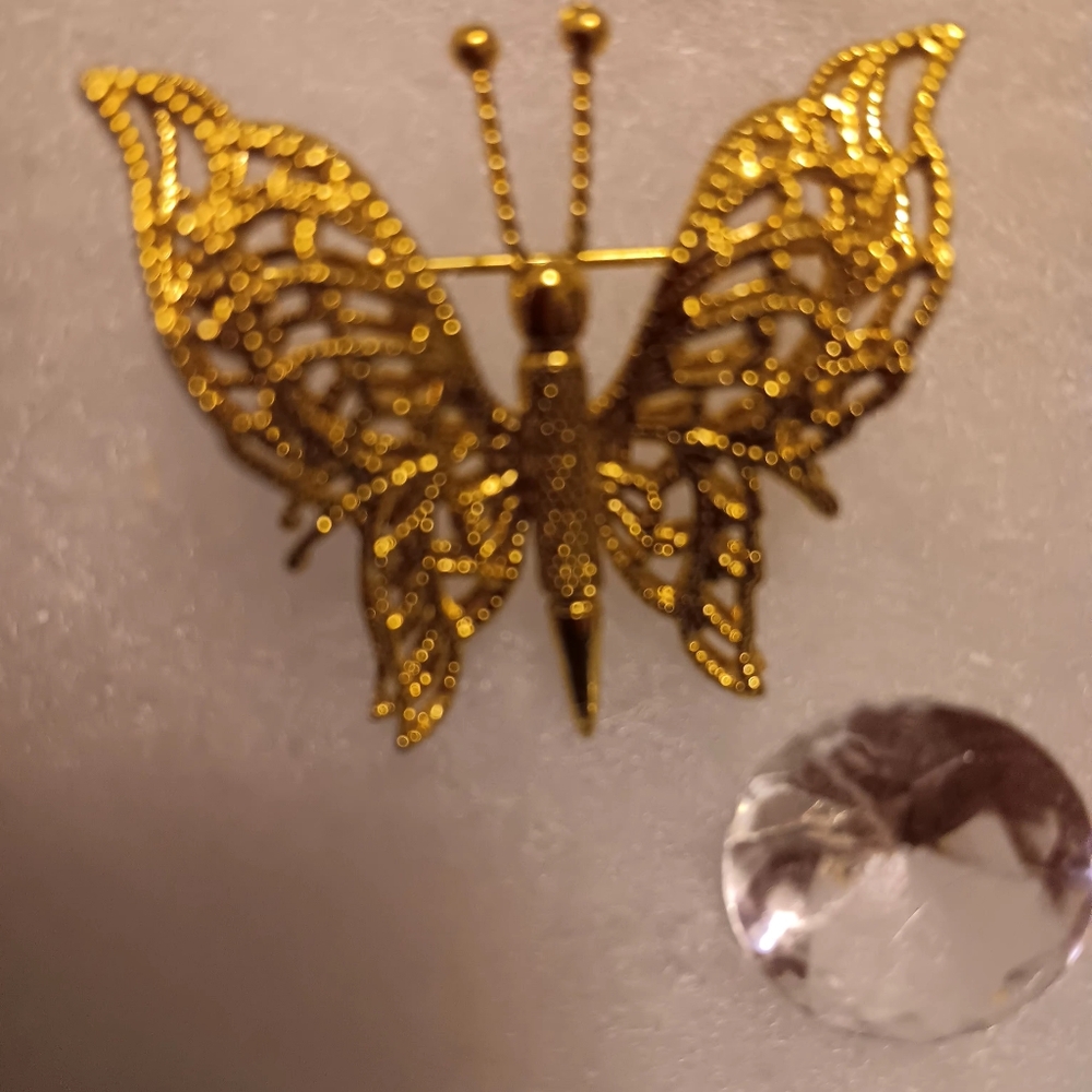Monet Gold Filigree Butterfly Brooch
